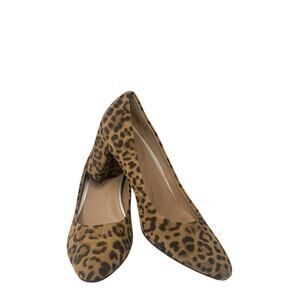 AEROSOLES Bettie Pump 8 M Leopard Print Black & Tan Suede 3" Heel Wedding EUC